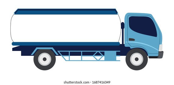 Water Truck Flat Vector Illustration