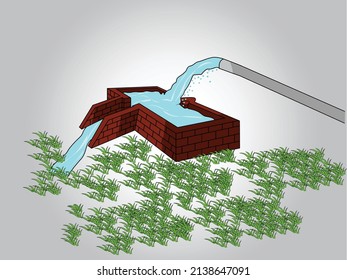 Water Tube Well. In Field Illustration On A White Background.