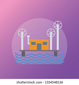 Water turbine flat icon 