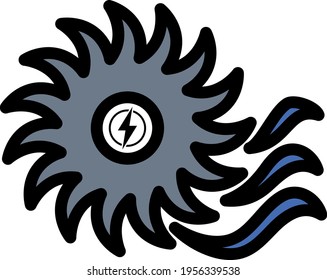 Water Turbine Icon. Editable Bold Outline With Color Fill Design. Vector Illustration.