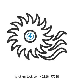 Water Turbine Icon. Editable Bold Outline With Color Fill Design. Vector Illustration.