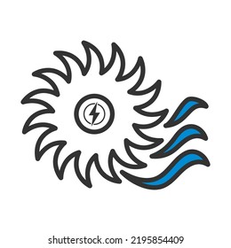 Water Turbine Icon. Editable Bold Outline With Color Fill Design. Vector Illustration.