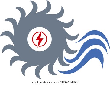 Water Turbine Icon. Flat Color Design. Vector Illustration.