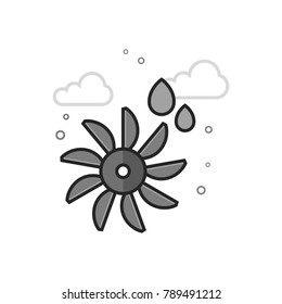 Water turbine icon in flat outlined grayscale style. Vector illustration.