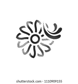 Water turbine icon in halftone style. Black and white monochrome vector illustration.