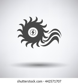 Water turbine icon on gray background, round shadow. Vector illustration.