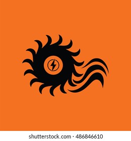 Water turbine icon. Orange background with black. Vector illustration.