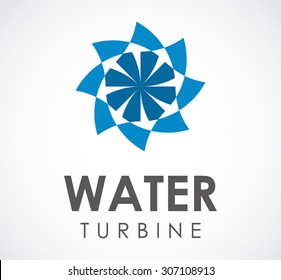 Water Turbine Machine Circle Energy Abstract Vector Logo Design Template Business Technology Icon Company Identity Symbol Concept