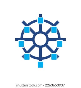 Water turbine spin power vector logo design