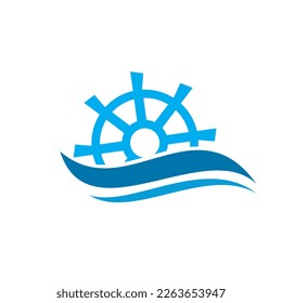 Water turbine spin power vector logo design