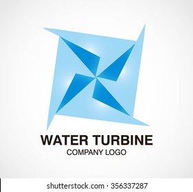 Water turbine square of technology abstract vector and logo design or template power energy business icon of company identity symbol concept