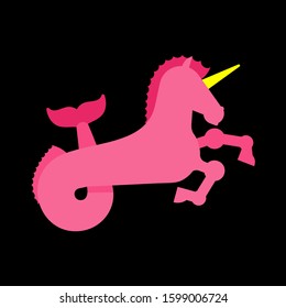 Water unicorn Hippocampus Mythical animal. Heraldic beast isolated. Sea horse with fishtail