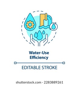 Water use efficiency concept icon. Freshwater supplies. Clean water and sanitation abstract idea thin line illustration. Isolated outline drawing. Editable stroke. Arial, Myriad Pro-Bold fonts used