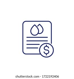 Water Utility Bill Icon, Line Vector