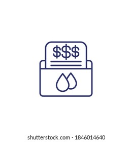 water utility bills icon, line vector