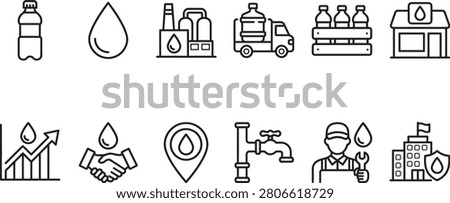 Water utility and distribution featuring bottles delivery trucks and maintenance services for urban infrastructure management