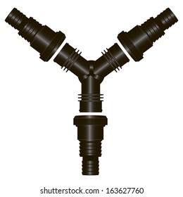 Water or Vacuum Hose Y Connector. Vector.
