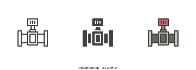 Water valve different style icon set. Line, glyph and filled outline colorful version, outline and filled vector sign. Symbol, logo illustration. Vector graphics