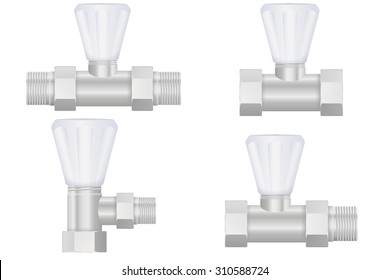 Water Valve with handle. Vector isolated on white.