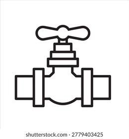 Water Valve Icon Vector, Plumbing Tap Symbol, Pipe line art