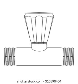 Water Valve with plastic handle. Vector isolated on white.