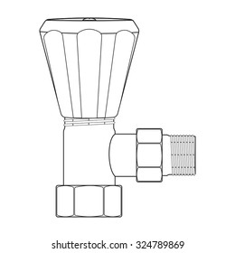Water Valve with plastic handle. Vector isolated on white background.