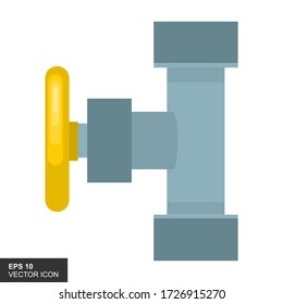 Das Symbol der Wasserventilpumpe wird geöffnet. Cartoon-Abbildung eines offenen Logo-Symbols einer isolierten Wasserpumpe auf weißem Hintergrund