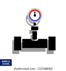 Se abre el icono de la bomba de válvulas de agua. comprobar la presión del agua. Ilustración de dibujos animados de un icono de logotipo abierto de un icono de bomba de agua.