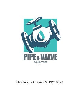 water valve stylized symbol, piping equipment shop logo template