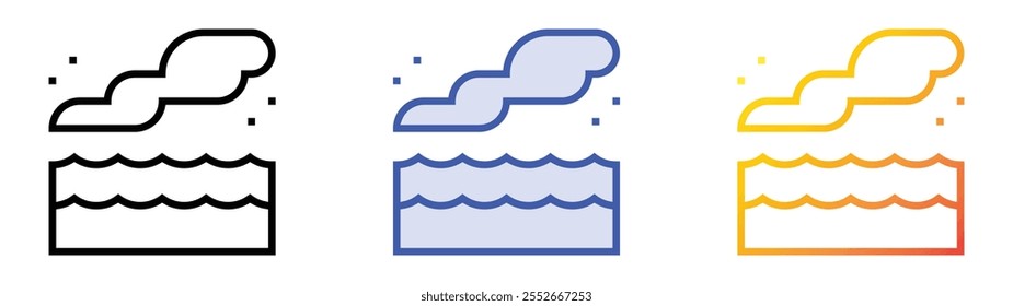 water vapor icon. Linear, Blue Fill and Gradient Style Design Isolated On White Background