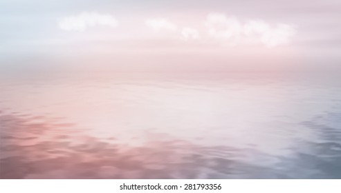 Water vector background in the morning mist. Sea or ocean landscape