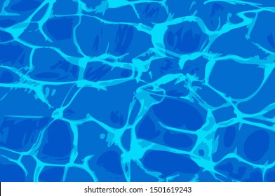 Water vector background, ripple and flow with waves. Summer blue swiming pool pattern. Sea, ocean surface. Overhead top view