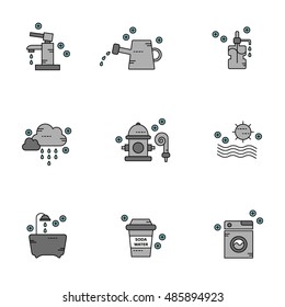 Water vector icon set 