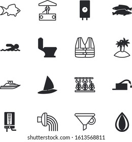 water vector icon set such as: spraying, wallpaper, wishing, plastic, safety, view, wash, lady, surf, palm, sprinkling, entertainment, island, outdoor, conversion, side, coconut, raindrop, vintage