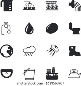 water vector icon set such as: lemon, earth, vitamin, bucketful, measure, well, turn, beautiful, measuring, funny, beverage, ceramic, button, stainless, foot, public, stopcock, meteorology, teapot