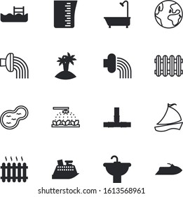 water vector icon set such as: motor, close-up, wind, tour, measurement, world, space, crop, wave, yachting, voyage, collection, tractor, fit, lagoon, sphere, tube, sand, sky, sanitary, cultivation