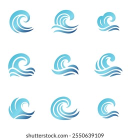 Water vector icon with various variations gradient colors