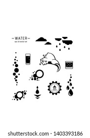 Water - vector icons set on white background. Symbol for web, infographics, print design and mobile UX/UI kit. Vector illustration, EPS10