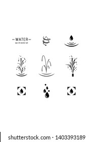 Water - vector icons set on white background. Symbol for web, infographics, print design and mobile UX/UI kit. Vector illustration, EPS10