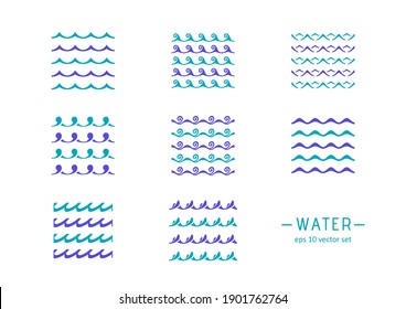 Water - vector icons set on white background. Symbol for web, infographics, print design and mobile UX UI kit. Vector illustration, EPS10