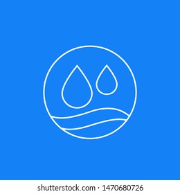 water vector line icon on blue