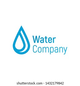 Water vector logo. Drop or spill template for water company. Vector illustration isolated on a white background. Design splash logo. Blue drop for banner, cover, poster or placard. 