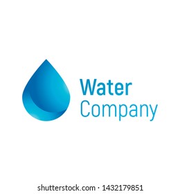Water vector logo. Drop or spill template for water company. Vector illustration isolated on a white background. Design splash logo. Blue drop for banner, cover, poster or placard. 