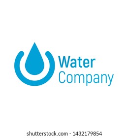 Water vector logo. Drop or spill template for water company. Vector illustration isolated on a white background. Design splash logo. Blue drop for banner, cover, poster or placard. 