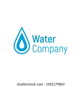 Water vector logo. Drop or spill template for water company. Vector illustration isolated on a white background. Design splash logo. Blue drop for banner, cover, poster or placard. 