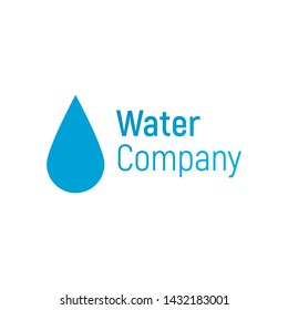 Water vector logo. Drop or spill template for water company. Vector illustration isolated on a white background. Design splash logo. Blue drop for banner, cover, poster or placard. 