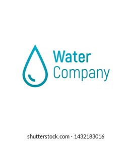Water vector logo. Drop or spill template for water company. Vector illustration isolated on a white background. Design splash logo. Blue drop for banner, cover, poster or placard. 