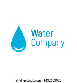 Water vector logo. Drop or spill template for water company. Vector illustration isolated on a white background. Design splash logo. Blue drop for banner, cover, poster or placard. 