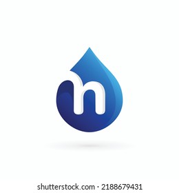 water vector logo with letter n sign