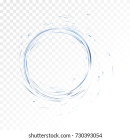 Water vector splash isolated on transparent background. blue realistic aqua circle with drops. top view. 3d illustration. semitransparent liquid surface backdrop created with gradient mesh tool